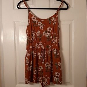 Forever 21 Orange Floral Romper Size S